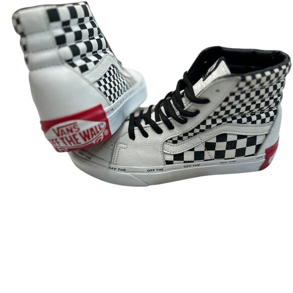 Vans Sk8-Hi Checkerboard Leather High Top Unisex Sneakers Men’s 7 / Women’s 8.5 - Picture 2 of 12